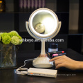 2017 nuevos productos calientes del bluetooth altavoz de la música espejo espejo de maquillaje LED con luz led espejo de aumento 5X cosmética